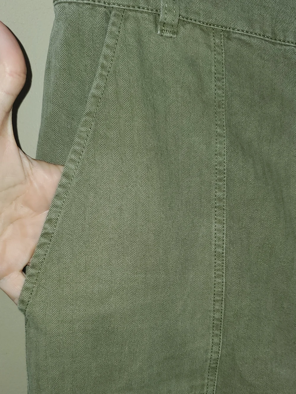 Free People Wide Legged High Rise Cropped Olive Army Green Pants Size 6
